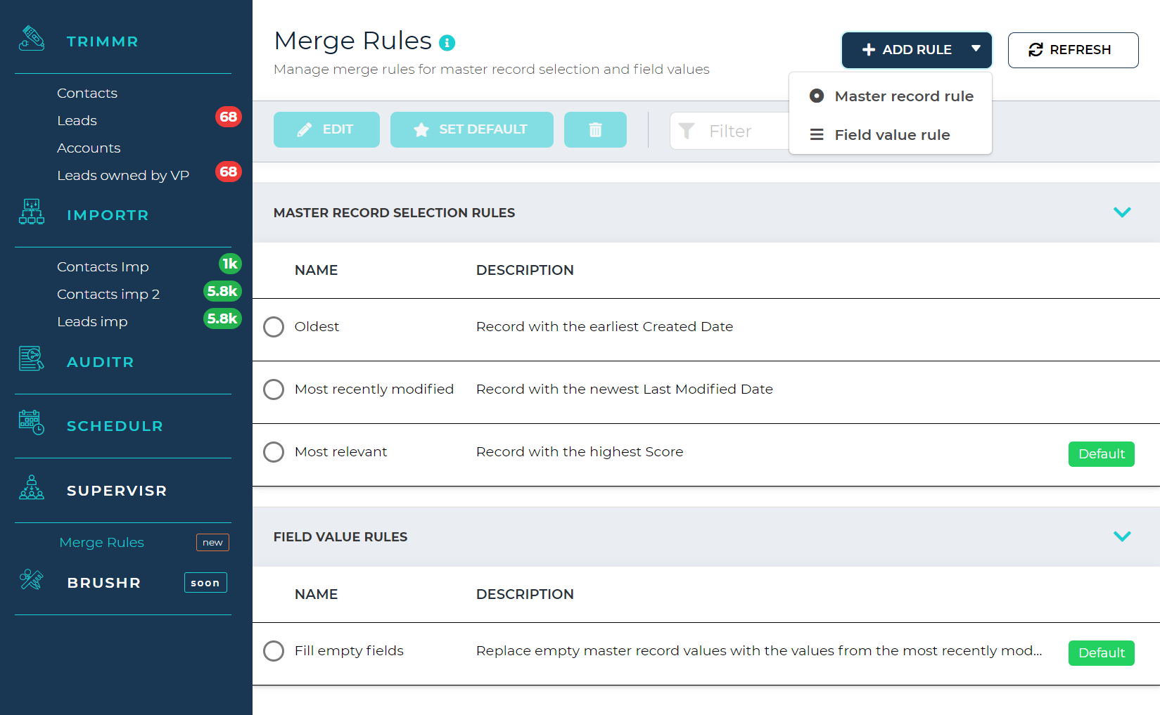 Merge Rules in Supervisr