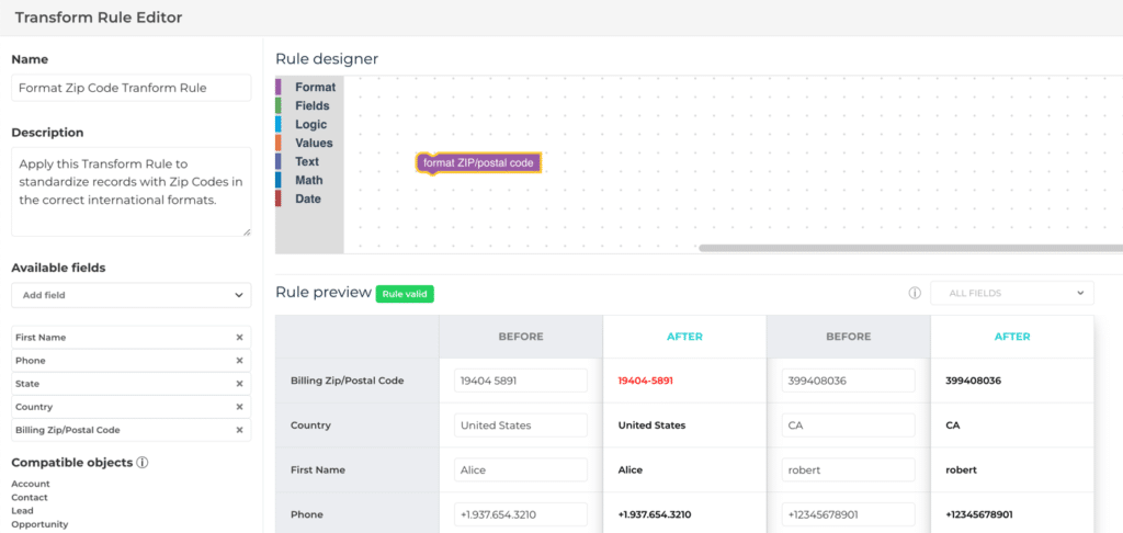 transform rule editor