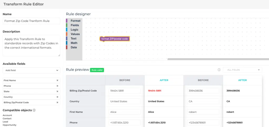 transform rule editor