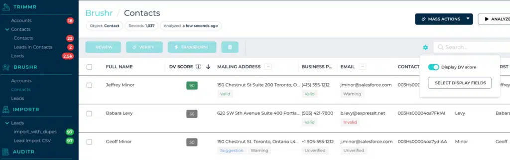 toggle data