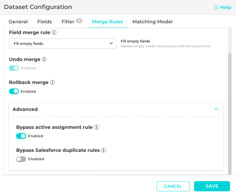 dataset configuration