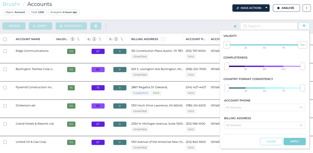 filter by data quality model scores