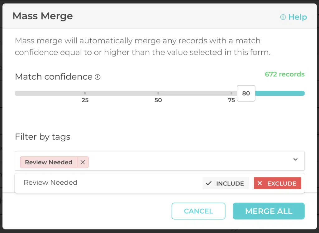 Mass Merging with Tags