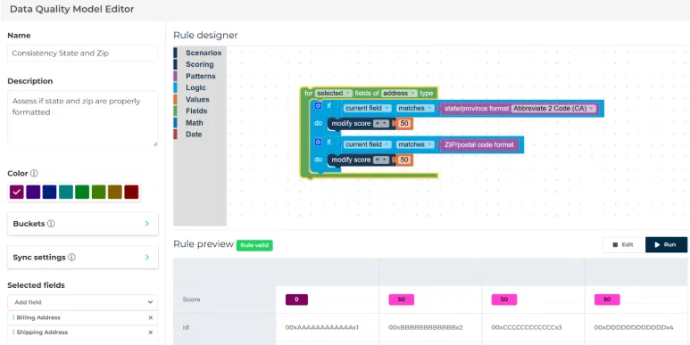 data quality model editor