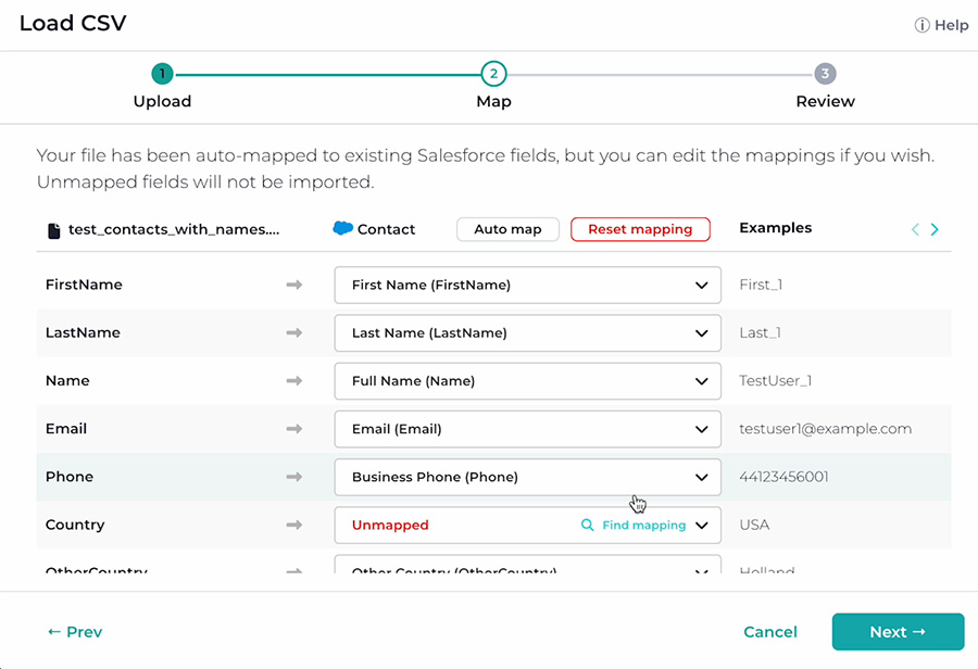 csv upload