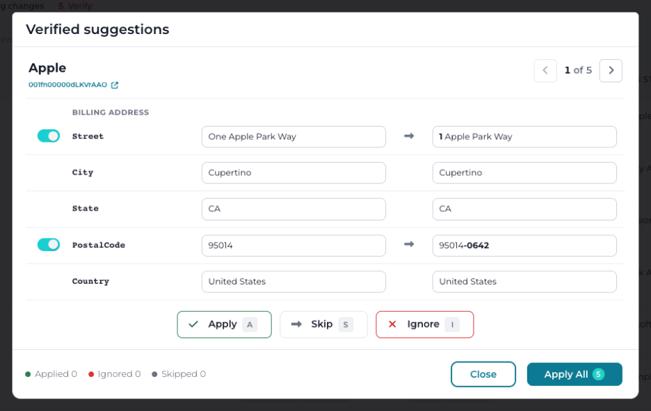 verified suggestions