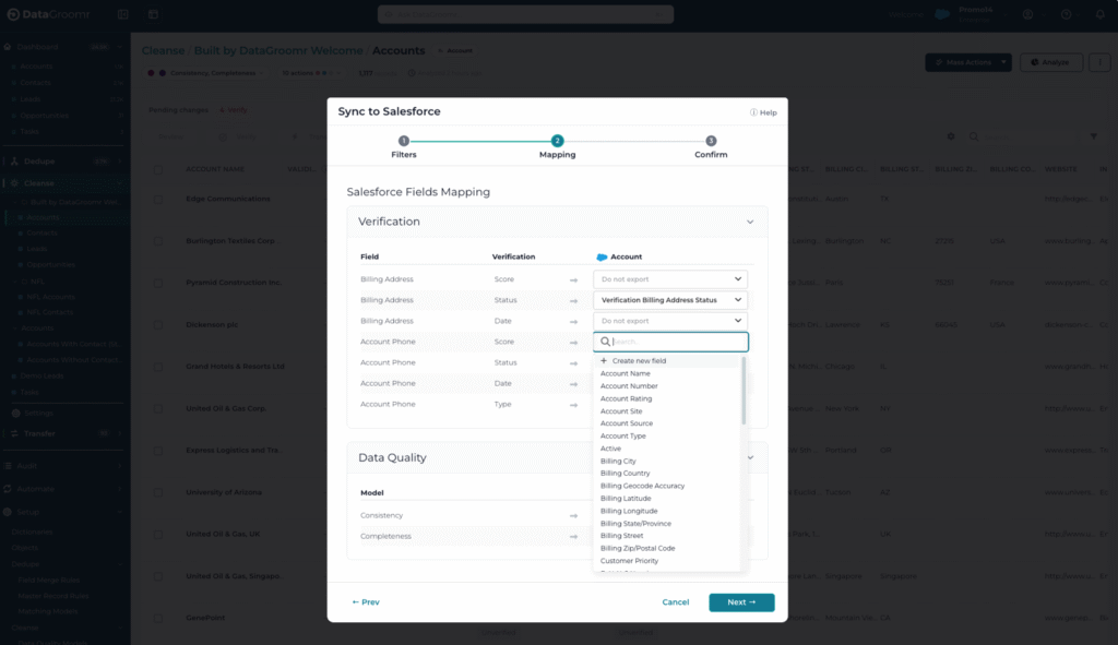 sync to salesforce